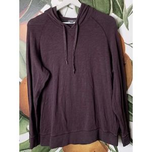 Vince Mens Large Cotton Melange Raglan Pullover Hoodie Heather Red